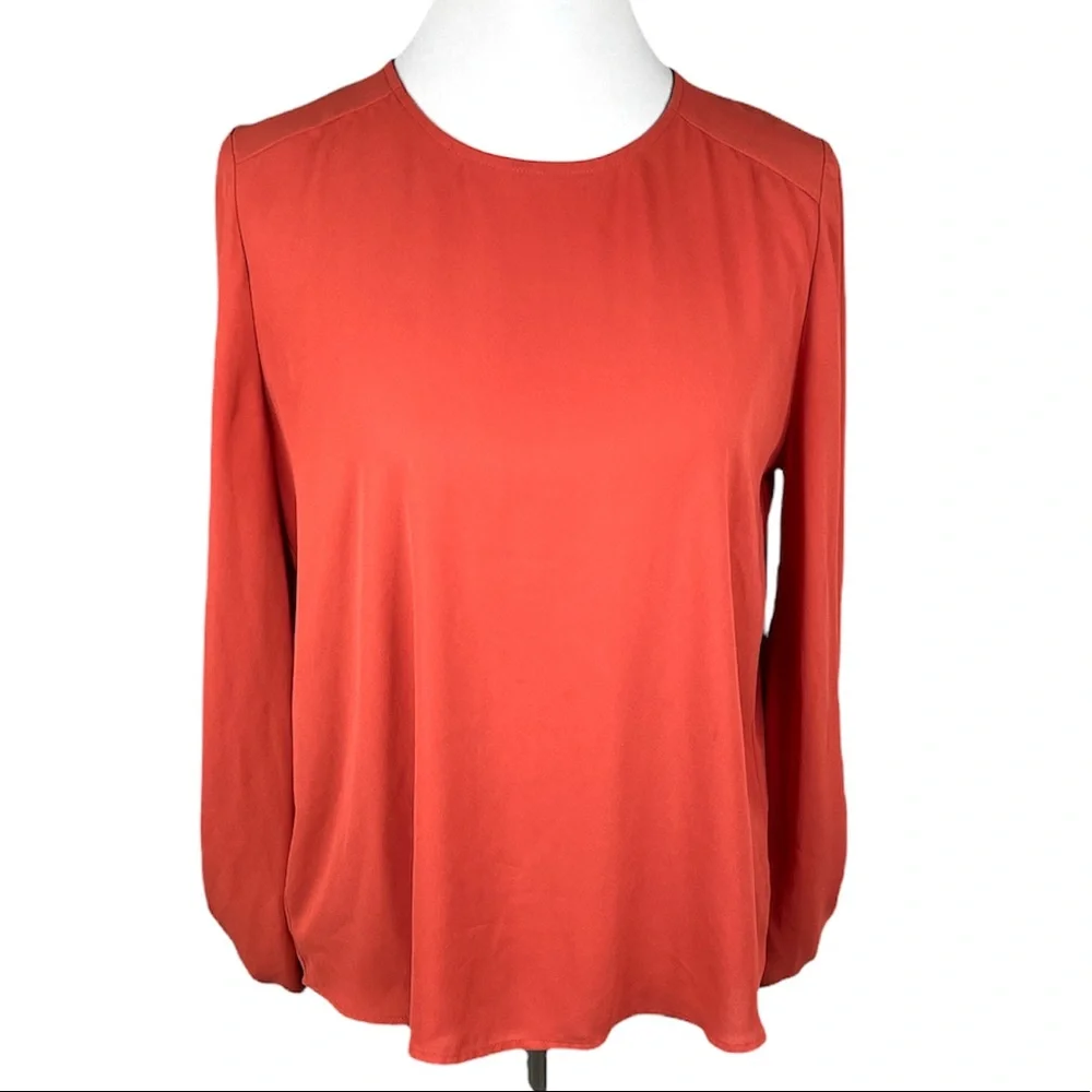 Loft Puffy Sleeves Blouse Burnt Orange Size Medium - Picture 7 of 7